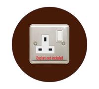Socket Surround, Single Round Acrylic Back Panel, Hygienic Circle Wall Cover, Trim, Back or Finger Plate Frame, Colour:Brown