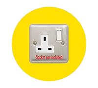 Socket Surround, Single Round Acrylic Back Panel, Hygienic Circle Wall Cover, Trim, Back or Finger Plate Frame, Colour:Yellow