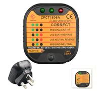 Socket Tester UK,1PCS Plug Socket Tester- 220-250v Circuit Polarity Voltage Detector Electric Socket Mains Outlet Tester UK with LCD Display Suitable for Power Socket Wiring Detection