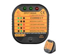 Socket Tester Uk - 220-250V Plug Tester with LCD Display - Circuit Polarity Voltage Detector Socket Tester - Electrical Outlet Power Socket Wiring Tester with RCD Function for Mains Fault Detection