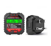 Socket Tester UK, RCD Plug Tester for Mains Outlet Wiring Fault Check, Digital Circuit Tester 90-250V with LCD Display, Electrical Safety Inspection Tool for Plug, Voltage Detector HT107E