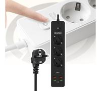 Socket With Wire, European Standard, 4Usb+2Type-C, Pd Multi-Purpose, With Master Control Switch, Can Power Multiple Devices for Home Office white+3