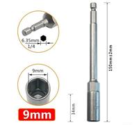 Socket Wrench Adapter 150mm Hexagon Nut Driver Sleeve for Use with Pneumatic Drills and Handheld Screwdrivers (9mm)