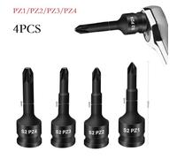 Socket Wrench Adapter Head 3/8 Inch Drive for PZ1 PZ2 PZ3 PZ4 Screwdriver Bit Set, 4 PCS, Black, 60mm Length, Forged Chrome Steel for Durability