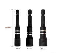 Socket Wrench Set 3 Pcs, 6/8/10mm Hexagonal Nut Driver Tools with Hex Shank for Cordless Drills, Magnetic Screw Holder, For Electric Pneumatic Screwdrivers