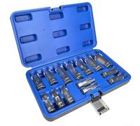Socket Wrench Set 8-22mm for Injector Fuel Line and Auto Oxygen Sensor, 3/8 in and 1/2 in Drive Flare Nut Socket, Chrome Vanadium Steel, 14-P
