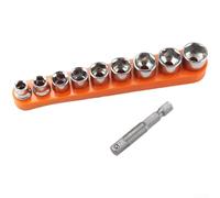Socket Wrench Set, 9-Piece 5-13mm Steel Sleeves with 1/4" Rod, Galvanized Rust Resistance for Home Auto Repair(B)