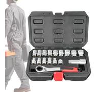 Socket Wrench Set - Mechanical Tools 27.5 x 18 x 6 cm, Chrome Vanadium Steel Ratchet, 12 Point Multi-Size Kit with Carrying Case | Professional Hand Tools for Maintenance