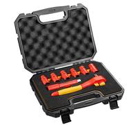 NEO TOOLS Socket Spanner Set 1000 V, 8-Piece Set, CRV Steel, Hexagonal Inserts 10-19 mm, Ratchet, Extension, for Electricians in Case