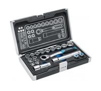 Högert Technik - 18 Piece Tool Set Tool Case Socket Wrench and Accessory Set, Cr-V, Deformation-Resistant, Ratchet Mechanism with 60 Pawls Set for DIY Enthusiasts Garage, Household