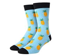 sockfun Funny Food Fruit Gifts for Men - Pineapple Socks, Pineapple Gifts, Pickle Socks Pickle Gifts, Pizza Socks, Pineapple Black Blue, Medium