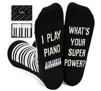 sockfun Piano Gifts for Men - Socks for Piano Players Teachers, Christmas Gifts Music Socks for Musicians, Piano Black Super Power, Medium