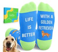 SOCKFUN Unisex Adult Dog Lovers Crazy Dog Socks, Golden Retriever, Blue, One Size Fits Most
