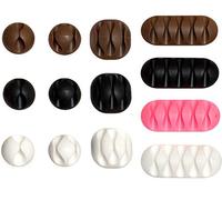 Sockit Pack of 22 Cable Tidy Clips - Self-Adhesive Cable Organizers for Home & Office - Multi-Size Wire Clips for Cords, and Cables - White, Black, Brown, and Pink - Perfect for Desk, Wall & More