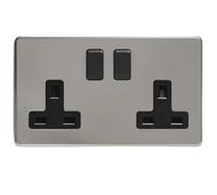 Sockits Bs2Gs1 13A 2 Gang Double Socket Brushed Steel