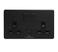 Sockits Mb2G20U1 13A 2 Gang Usb Double Socket Matt Black