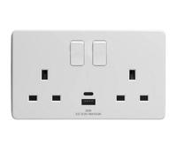 Sockits Wh2G20U5 13A 2 Gang Usb Double Socket White - Pack Of 5
