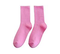 Socks 12 15 Color Medium Tube Socks Light And Thin Spring And Summer Colored Multi Colored Four Season Soft Socks Socks Men Set (Hot Pink, One Size)