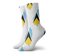 Socks 40cm Flag Map Of St Lucia Patterned Socks Fancy Novelty Ladies Socks Knitting Crew Socks For Halloween, Valentine'S Day, Child