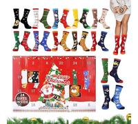 Socks Advent Calendar - Cotton 32 x 25 x 5 cm 24-Day Christmas Countdown Box | Christmas Stockings Advent Calendar 2025 with 12 Pairs of Funny Winter Socks | Perfect Gift Set for the Festive Year