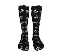 Socks Checkered Flags Race Car Flag Walking Socks Funky,Classic Sports Socks Trainer Socks For Football Hiking Outdoor 50Cm
