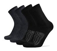 Socks Daze Merino Wool Cushioned Hiking Socks for Men Women, Warm Crew Walking & Boot Socks for Trekking, Work, Outdoor, 2 Pairs Black + 2 Paris Dark Grey, Large