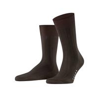 Falke Men's Milano Cotton Ribbed Mid-Calf Socks, 100% Fil d'Ecosse Cotton, Brown 8.5-9.5