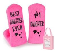 Socks for Mom Grandma Wife Aunt Girlfriend Sister Teacher Nurse Boss Nana Daughter Mother In Law Cat Dog Lovers Gifts Retired, Best Daughter Ever Hot Pink, 6-15