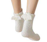 Socks For Women Girls Coral Fleece Angel Socks Pattern Novelty Cute Coral Socks Nylon Socks for Women (White, One Size)