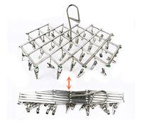 Socks Hanger, SevenD Stainless Steel Swivel Socks Drying Rack with 35 Clips, Rustproof Clothes Hanger Washing Line Windproof Hanging Dryer for Socks Underwear Towels Scarves Shirts Etc.
