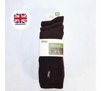Socks Men’s JEEP Hiking 3 Pack Brown Cotton-Rich Boot Size 6-11 NEW Free UK Post
