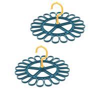 Socks Rotating Laundry Hanging Rack 2pcs Hanger Blue Plastic with Windproof Serrated Slot Design and Anti-slip Feature for Socks and Underwear Drying in Balcony or Indoor Use
