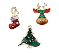 Socks Small Female Brooch Christmas Christmas Tree Three-Piece All- Brooch (Multicolor, One Size)
