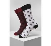 Urban Classics Unisex Skull Allover 2-pack Socks, Burgundy/White, 6-8