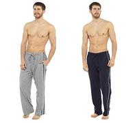 Socks Uwear 2 Pack Mens/Gentlemens Nightwear Plain Pyjama Bottom Lounge Pants - 1 X Navy, 1 X Grey - L