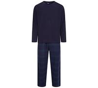 Socks Uwear Mens Fleece Top Cotton Bottom Pyjamas Lounge Wear - Navy - X-Large
