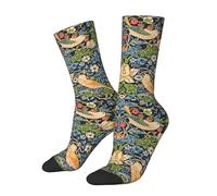 Socks William Morris Strawberry Thief Flower Bed Socks Stretchy Trainer Sock Novelty Work Sock For Tennis Volleyball Golf