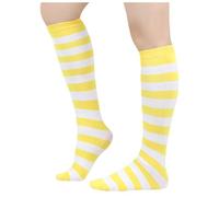 Socks Without Women's Striped Calf Socks for Women Christmas Socks Women's and Knee Socks Striped Socks Performance Socks Costume Stocking, Light yellow, One Size