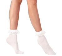 Socks withRuffle Lace Trim - 70 D - White Accessory for Lingerie Fancy Dress