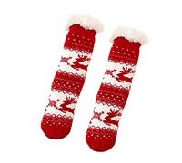 socks womens 4-7 Floor Slipper Soft Unisex Socks Lined Fuzzy Winter Warm Mens 12 (Red, One merino wool