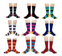 Socksdirect 8 Pairs Mens Funky Combed Cotton Socks + Free Mesh Laundry Bags | Bright Socks Gift Set with wrapping Included | Size UK 6-11 (EU 39-43)