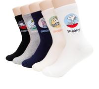 socksense The Peanuts Snoopy Women and teen girls Cartoon Character Series Licensed Socks, Bubble_5pairs, One size