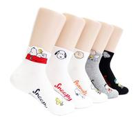 socksense The Peanuts Snoopy Women and teen girls Cartoon Character Series Licensed Socks, I Like_5pairs, One size