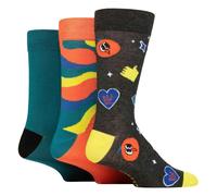Sockshop 3 Pack Mens Plain and Patterned Bamboo Socks - Soft Breathable Everyday Comfort - 7-11 UK - Mandarin