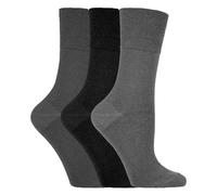 SockShop 3 Pairs of Ladies Gentle Grip Patterned Socks, Various Designs/Colours, Ladies UK Size 4-8 (Black/Grey Mix)