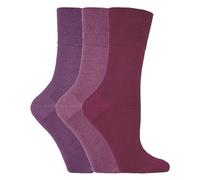 SockShop 3 Pairs of Ladies Gentle Grip Socks, Various Designs/Colours, Ladies UK Size 4-8, Dark Pink Mix, Ladies 4-8