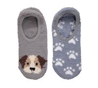 SockShop 4 Pairs Cosy Ladies Size 4-8 Fluffy Ankle Non Slip Socks Wildfeet (UK, Numeric, 4, 8, Regular, Regular, Dog & Prints)