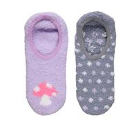 SockShop 4 Pairs Cosy Ladies Size 4-8 Fluffy Ankle Non Slip Socks Wildfeet (UK, Numeric, 4, 8, Regular, Regular, Mushrooms & Spots)