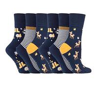 SockShop 6 pairs Ladies Cotton Gentle Grip UK 4-8, EUR 37-42 Socks - NEW variations (6 x RH202 Woodland Walk)