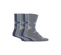 SockShop 6 pairs Mens Cotton Gentle Grip Big Foot Socks, Size 12-14 uk 46-50 eur See Various (6 x RJ38 Argyle - Denim)